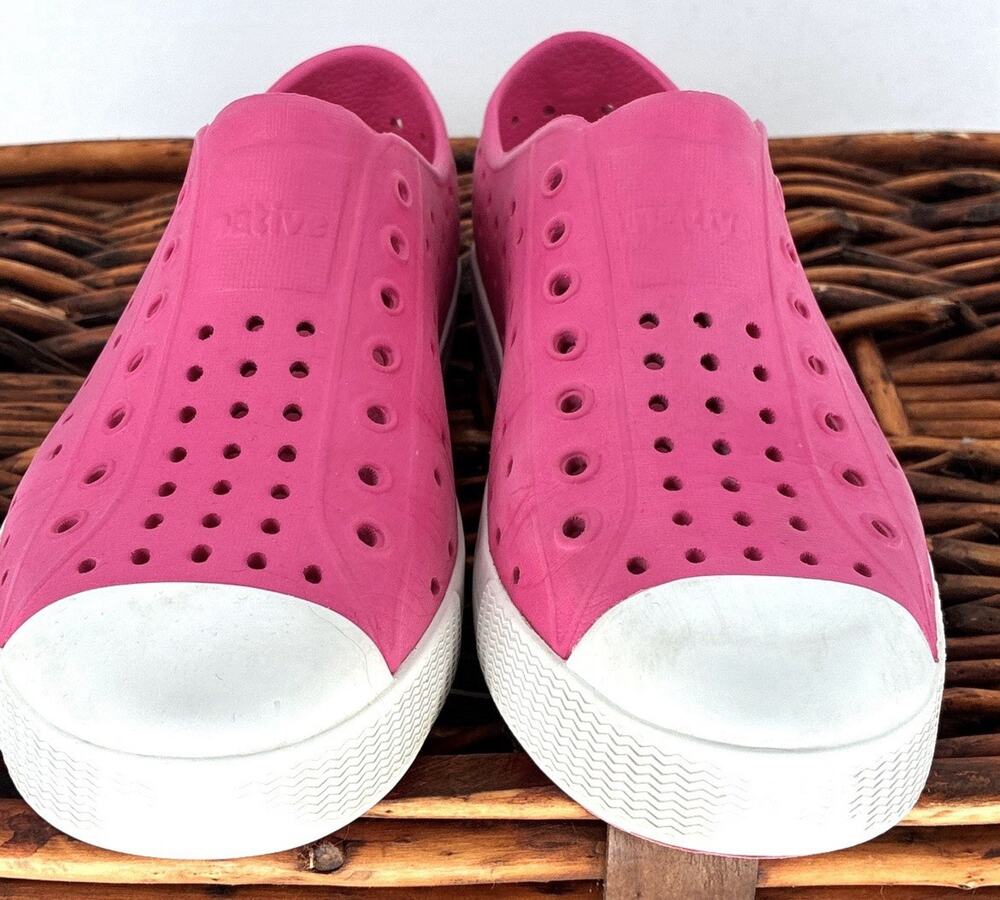 Native Shoes Jefferson Kids J1 Youth 1 Hot Pink White Slip On Water Shoes Wash